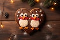 tasty christmas cookie in form of penguin couple AI generated Royalty Free Stock Photo