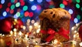 delicious panettone and christmas decorations