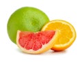 Tasty citrus fruits on white background Royalty Free Stock Photo