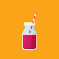 Tasty cocktail. Pink smoothie. Flat vector