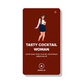 tasty cocktail woman vector