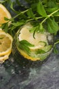 Cold fresh drink lemonade with lemon, mint and ice Royalty Free Stock Photo