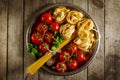 Tasty Colorful Fresh Italian Food Concept with Various Pasta Spa Royalty Free Stock Photo