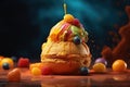 Tasty colorful macaroon with candies decor. Culinary and cooking concept. generative AI