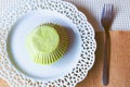 Tasty colourful cashew green cupcake