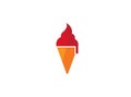 Tasty cone of ice cream with strawberry and vanilla with chocolat flavored for logo design