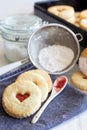 Tasty cookies called `Linzer augen` - sweet gift Royalty Free Stock Photo