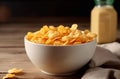 Tasty cornflakes milk bowl. Generate Ai