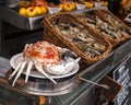 Tasty crab and oysters in the restaurant