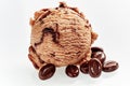 Tasty creamy coffee ice cream with roasted beans