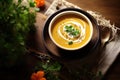 tasty creamy pumpkin soup AI generated