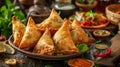 tasty crispy samosa on plate