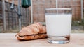 Tasty croissant and milk Royalty Free Stock Photo