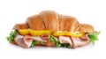 Tasty croissant sandwich with ham isolated Royalty Free Stock Photo
