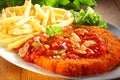 Tasty Crumbled Zigeunerschnitzel Paired with Fries