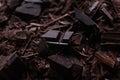 Tasty crushed dark chocolate as background Royalty Free Stock Photo