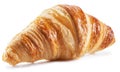 Tasty crusty croissant close-up on a white background