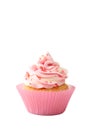 Tasty cupcake isolated on a white