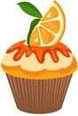 Tasty cupcake of orange isolated on white