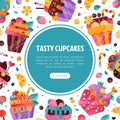 Tasty cupcakes landing page. Confectionery, bakery shop, cafe promotion web banner. Advertising of tasty desserts vector