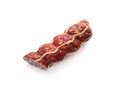 Tasty cut salami on white background. Meat product Royalty Free Stock Photo