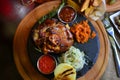 Tasty czech pork knuckle for a friends company Royalty Free Stock Photo