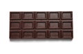 Tasty dark chocolate bar on white, top view