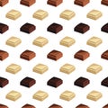 Dark chocolate ,mlik chocolate and white chocolate on white background.Background. Royalty Free Stock Photo