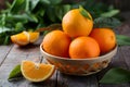 Tasty and delicious orange fruit in basket, fresh healthy produce photo