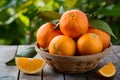 Tasty and delicious orange fruit in basket, fresh healthy produce photo