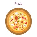 Tasty delicious pizza slice. Italian food. Mozarella cheese, mushroom