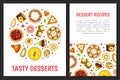 Tasty Dessert Banner Design with Sugary Pastry Top View Vector Template