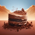 Tasty dessert cream bakery cake sweet brown background delicious chocolate cocoa food