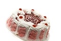 Tasty desserts - iced cake with cherries Royalty Free Stock Photo