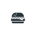 Tasty detailed burger, simple black icon on white