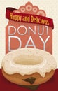 Tasty Donut with Chocolate Cream for Doughnut Day Celebration, Vector Illustration