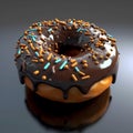 Tasty donut with chocolate topping. Generative AI Royalty Free Stock Photo