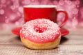 Tasty donut with a cup of coffee Royalty Free Stock Photo