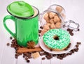 Tasty donut with a cup of coffee Royalty Free Stock Photo