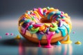 Tasty doughnut with colorful candies and jelly on it Generative AI