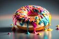 Tasty doughnut with colorful sprinklers on it Generative AI