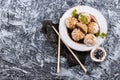 tasty dumplings plate top view. High quality photo Royalty Free Stock Photo