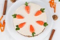 Tasty easter cake with little carrots and cinnamon