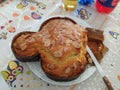 Tasty Easter cake on table