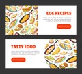 Tasty Egg Food Design with Boiled and Scrambled Egg Served on Plate Vector Template