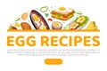 Tasty Egg Food Design with Boiled and Scrambled Egg Served on Plate Vector Template