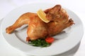 Tasty cooked chicken on white plate