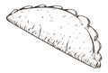 Tasty empanada in hand drawn style over white background, Vector illustration