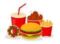 Tasty fast food vector isolated. Delicious burger