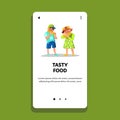 Tasty Food Boiled Corn Eating Children Vector